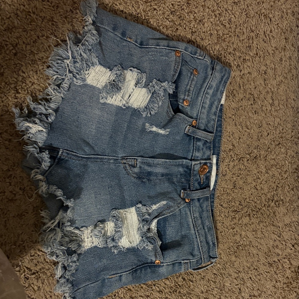 Almost Famous Blue Distressed Jean Shorts